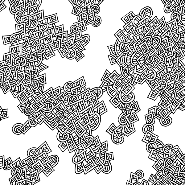 Image showing the front of this specific LLLinked square. The lines of LLLinked are drawn by hand. Each square is 6"x6", cut, labeled, signed, and stamped by hand. Each LLLinked square has a unique QR code/RFID label. No two squares are the same. Owners can register and connect with other owners at LLLinked.art.