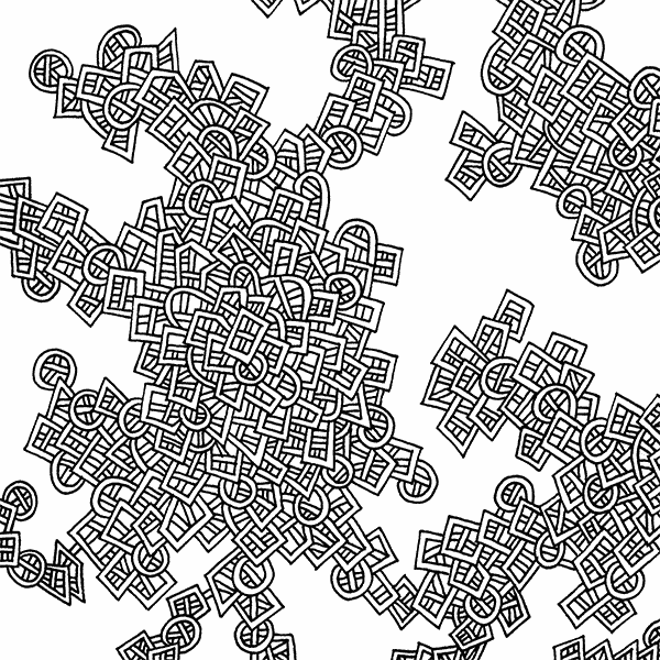 Image showing the front of this specific LLLinked square. The lines of LLLinked are drawn by hand. Each square is 6"x6", cut, labeled, signed, and stamped by hand. Each LLLinked square has a unique QR code/RFID label. No two squares are the same. Owners can register and connect with other owners at LLLinked.art.