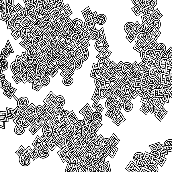 Image showing the front of this specific LLLinked square. The lines of LLLinked are drawn by hand. Each square is 6"x6", cut, labeled, signed, and stamped by hand. Each LLLinked square has a unique QR code/RFID label. No two squares are the same. Owners can register and connect with other owners at LLLinked.art.