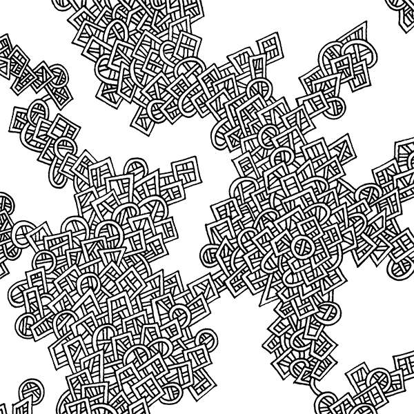 Image showing the front of this specific LLLinked square. The lines of LLLinked are drawn by hand. Each square is 6"x6", cut, labeled, signed, and stamped by hand. Each LLLinked square has a unique QR code/RFID label. No two squares are the same. Owners can register and connect with other owners at LLLinked.art.