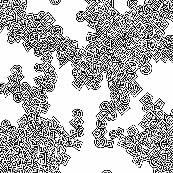 Image showing the front of this specific LLLinked square. The lines of LLLinked are drawn by hand. Each square is 6"x6", cut, labeled, signed, and stamped by hand. Each LLLinked square has a unique QR code/RFID label. No two squares are the same. Owners can register and connect with other owners at LLLinked.art.