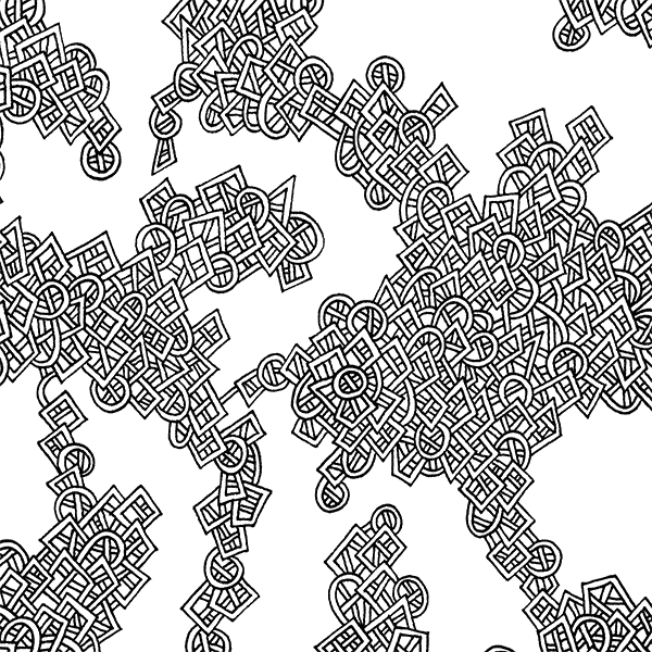 Image showing the front of this specific LLLinked square. The lines of LLLinked are drawn by hand. Each square is 6"x6", cut, labeled, signed, and stamped by hand. Each LLLinked square has a unique QR code/RFID label. No two squares are the same. Owners can register and connect with other owners at LLLinked.art.